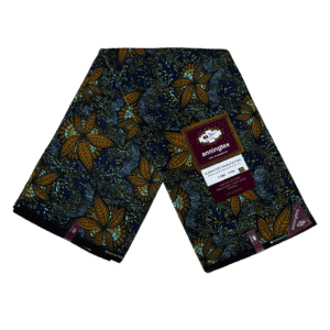 Ankara African Wax Print Soft Finish (blue floral leaves pattern)